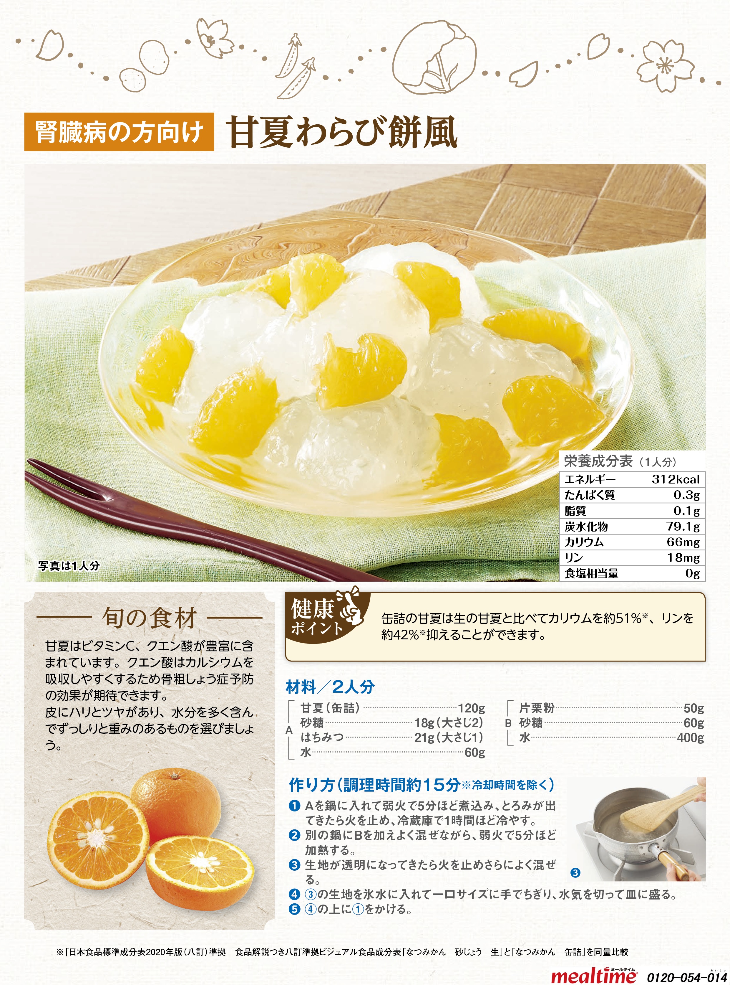 Recipe kidney disease kidney disease spring 甘夏わらび餅風